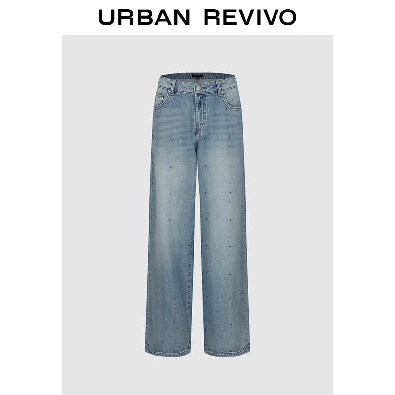 UR 2026 Spring Women s Wide-Leg Jeans with Rhinestone & Metal Details 25