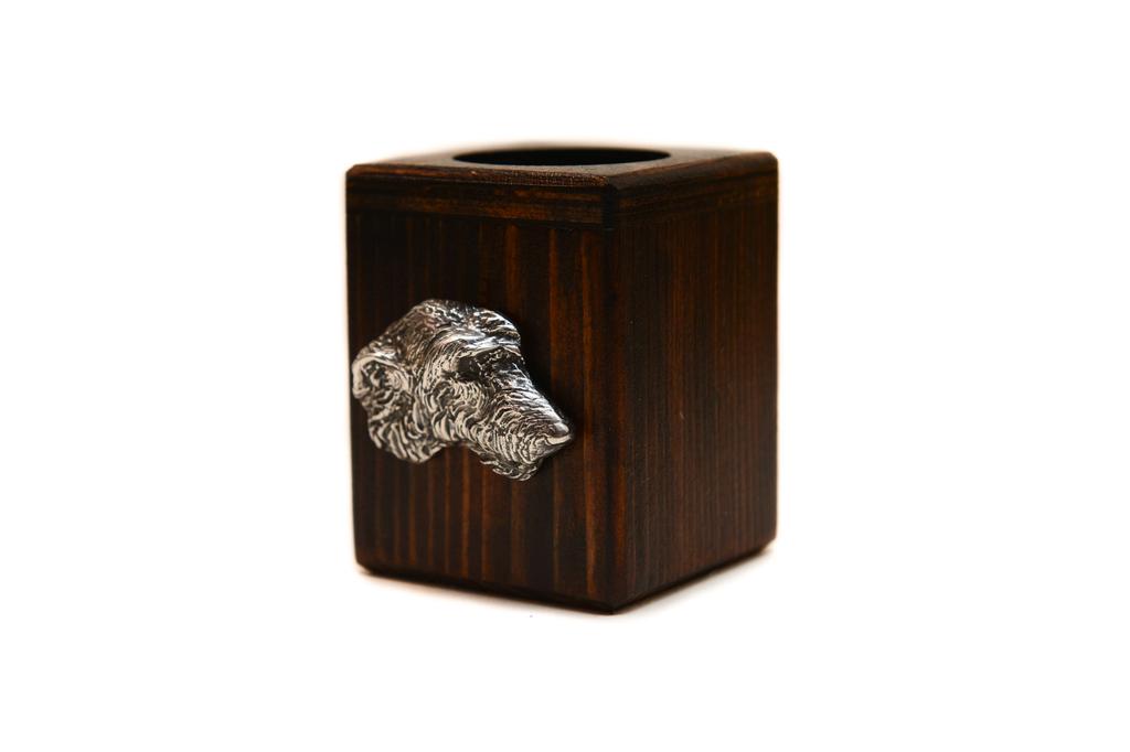 Irish Wolfhound - wooden candle holder with a dog, a unique souvenir after losing a dog, a handicraft from the Art-Dog brand