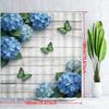 Vintage Pink Roses & White Butterflies On Rustic Wooden Planks Waterproof Shower Curtain For Bathroom Decor