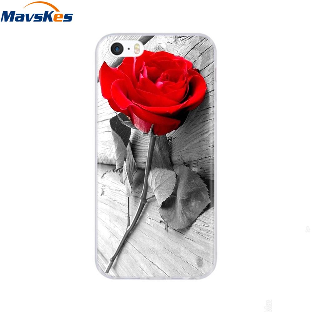 soft tpu case for iPhone 4 4s 5 5s SE 6 6s cute cartoon cat flower fashionable silicone phone case cover full protective coque