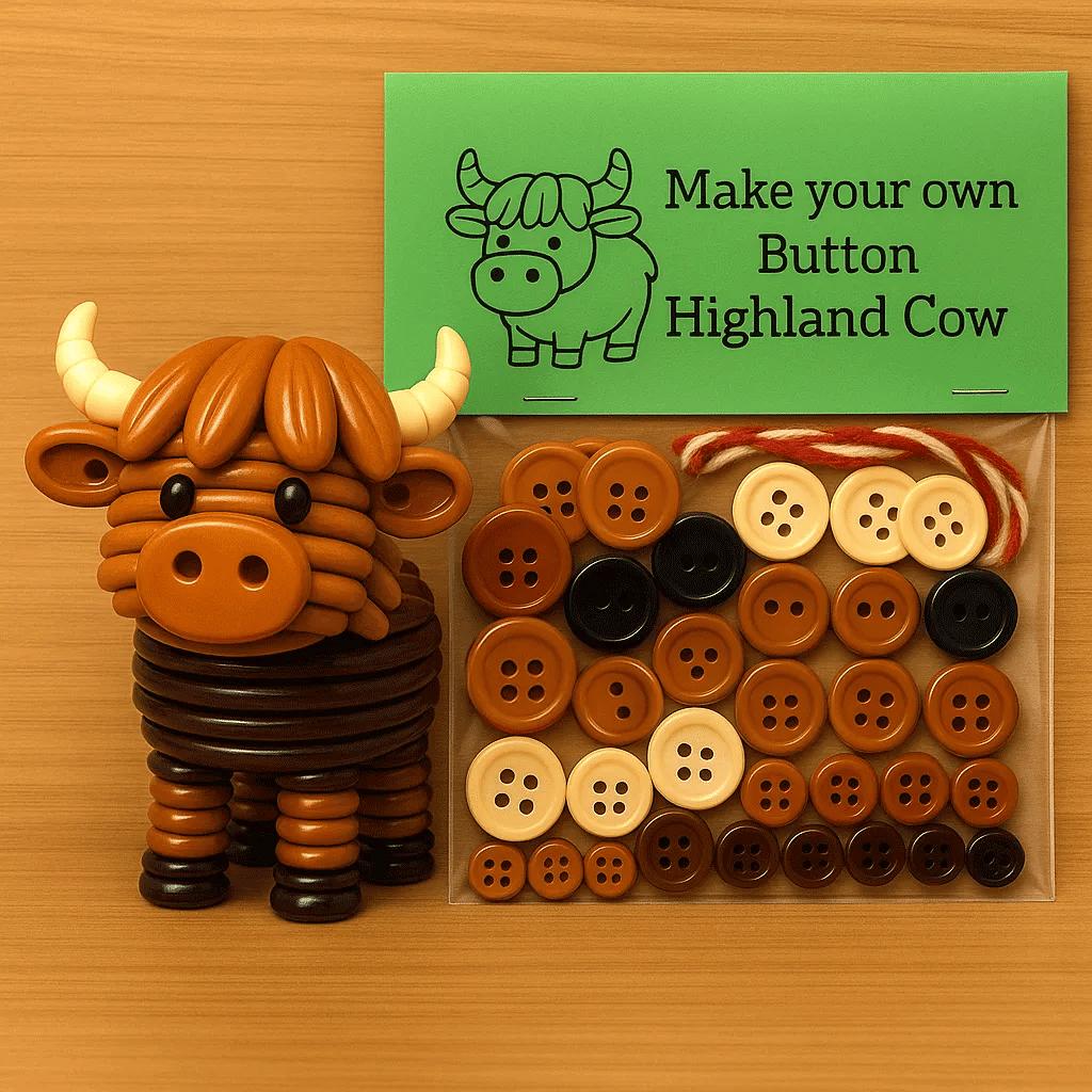 DIY Button Animal Ornaments Funny Animal Christmas Decoration Highland Cow Buttons Seasonal Decor Holiday Party Supplies