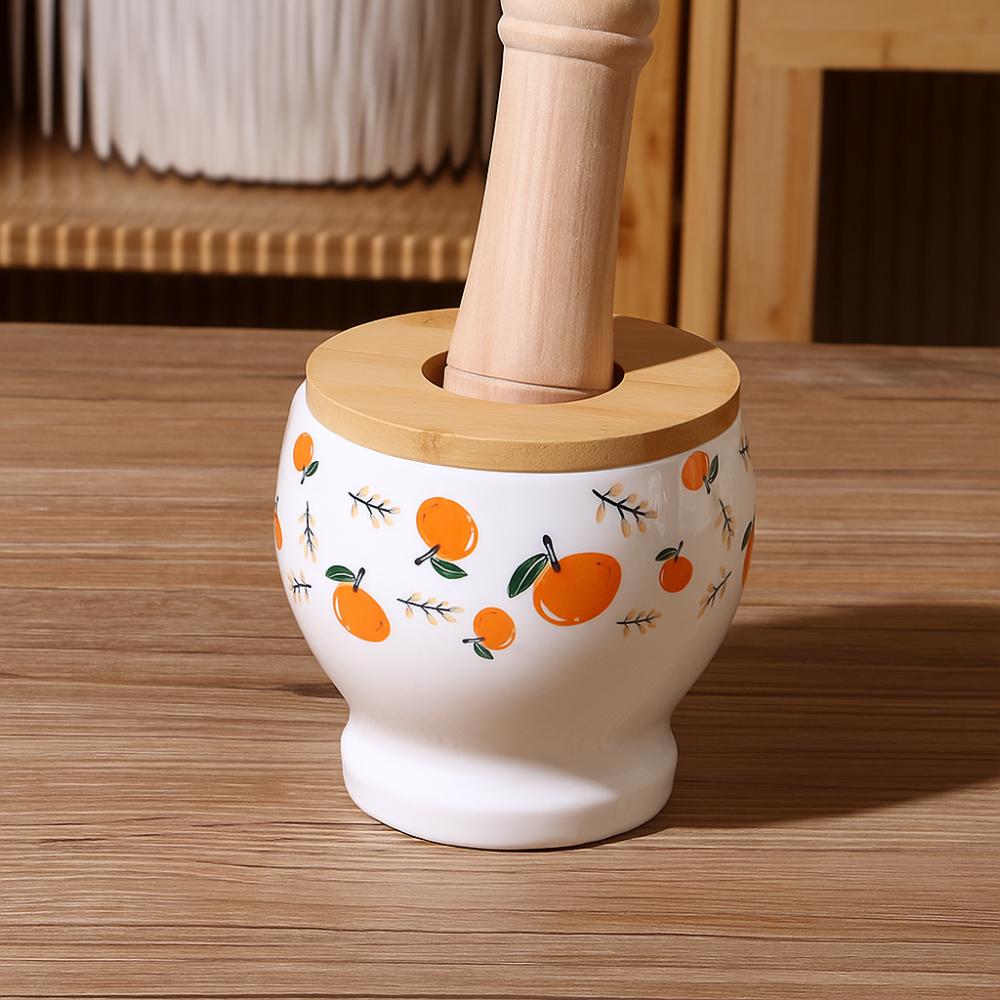 

Internal Thread Garlic Mortar Ceramic Garlic Masher Multifunctional Ceramic Mortar Household S-Style B