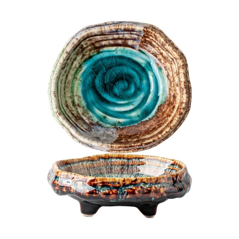 Ceramic Sushi Dish Restaurant Ice Cracked Glaze Molecular Cuisine Tableware Dessert Snack Plate Dipping Sauce Fruit Platter