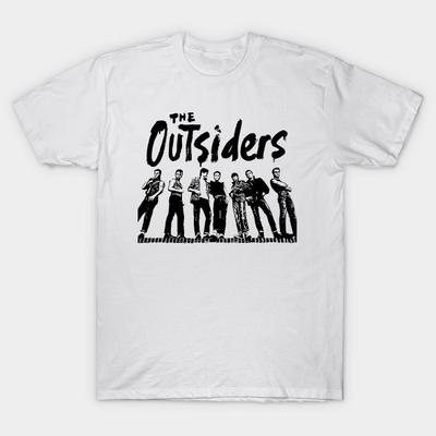 Men Black Print T-shirt Outsiders No-Cut Transfer Paper Print Cotton Tshirt