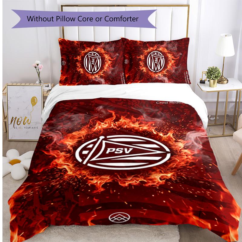 PSV Eindhoven FC Printed 3PCS Bedding Set Breathable Duvet Cover with Pillowcases Decorative Bed Linen for Bedroom Home