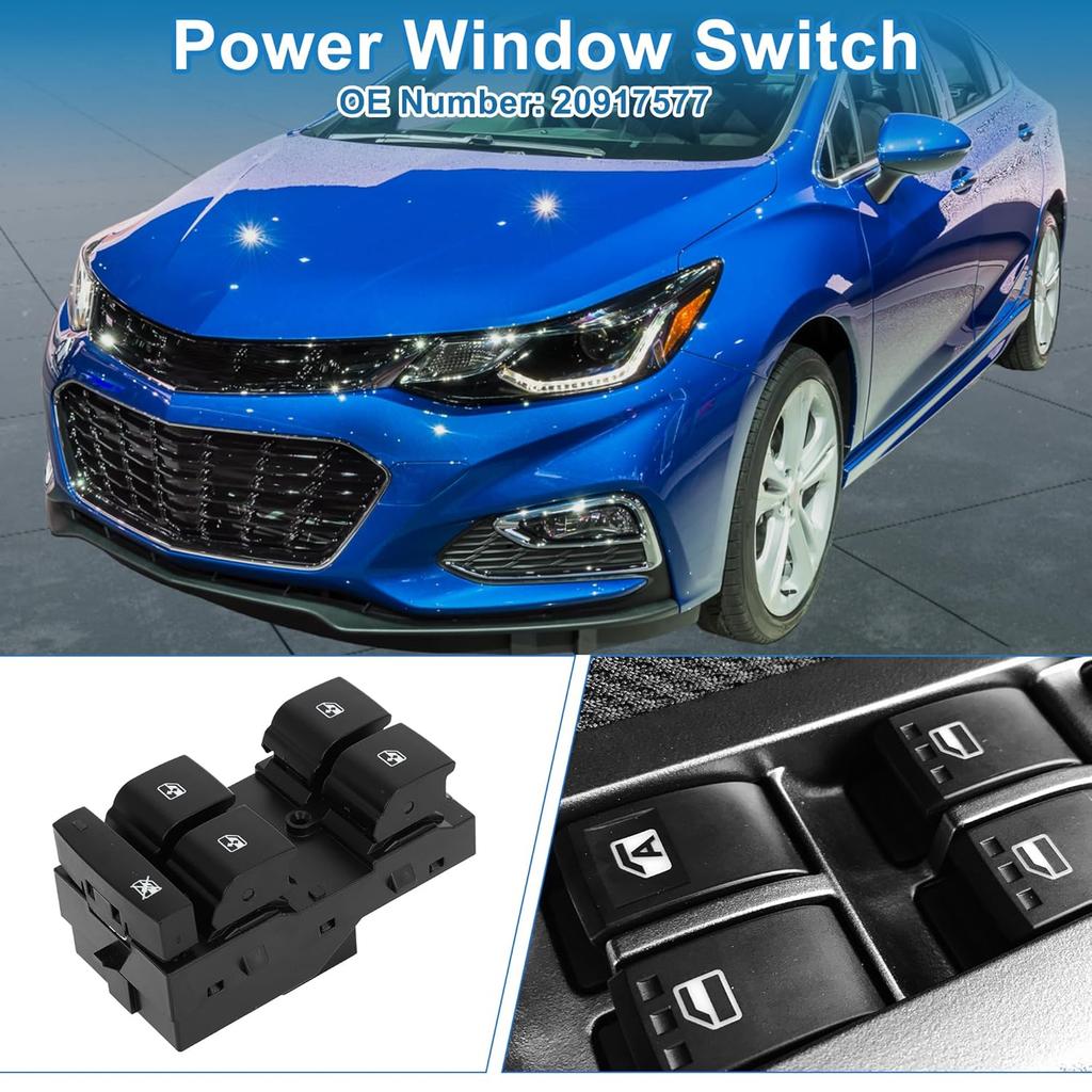 Power Window Switch No.20917577 Front Left Driver Side Window Control Switch for Chevrolet Cruze Malibu Orlando Black