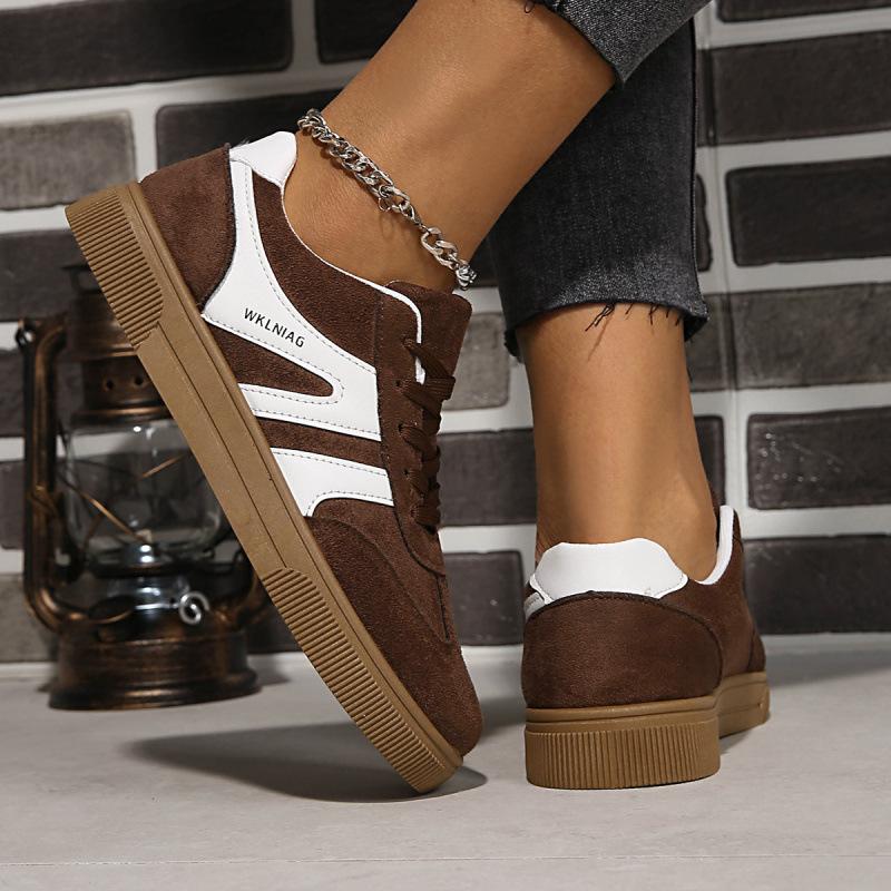 Chaussures de sport décontractées polyvalentes rétro pour femmes, bout rond, semelle plate, pour la course à pied, la mode.