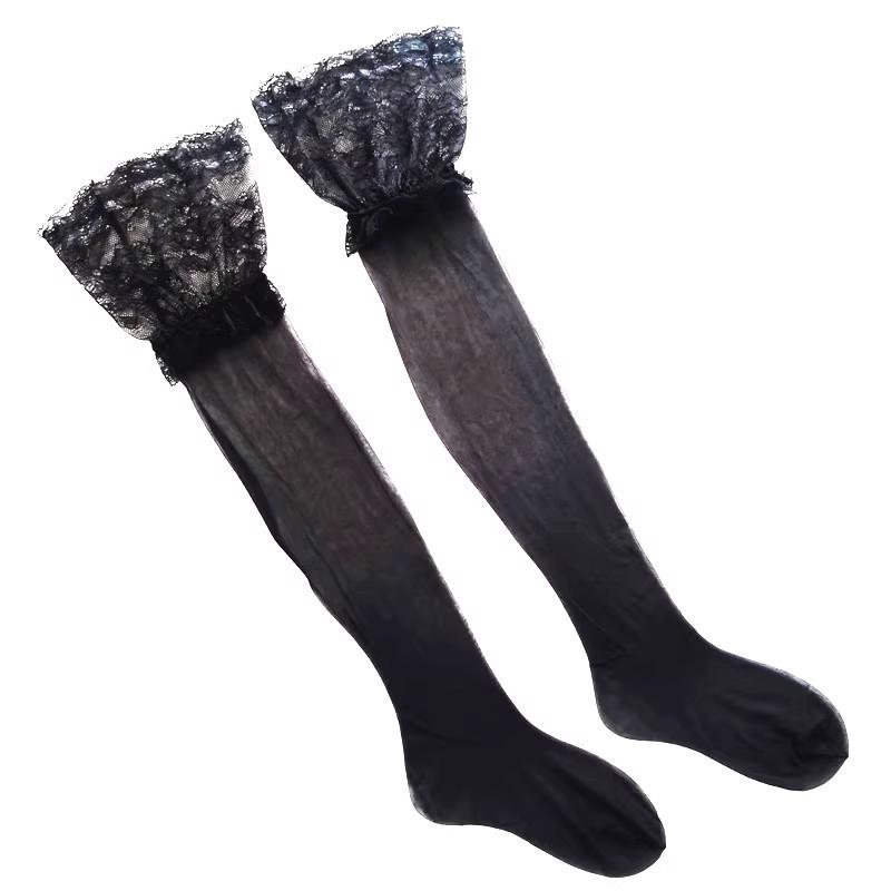 1D Ultrathin Lace Patchwork Thigh High Stockings Women Sexy Transparent Anti-slip Party Club Long Socks JK Lolita Lingerie
