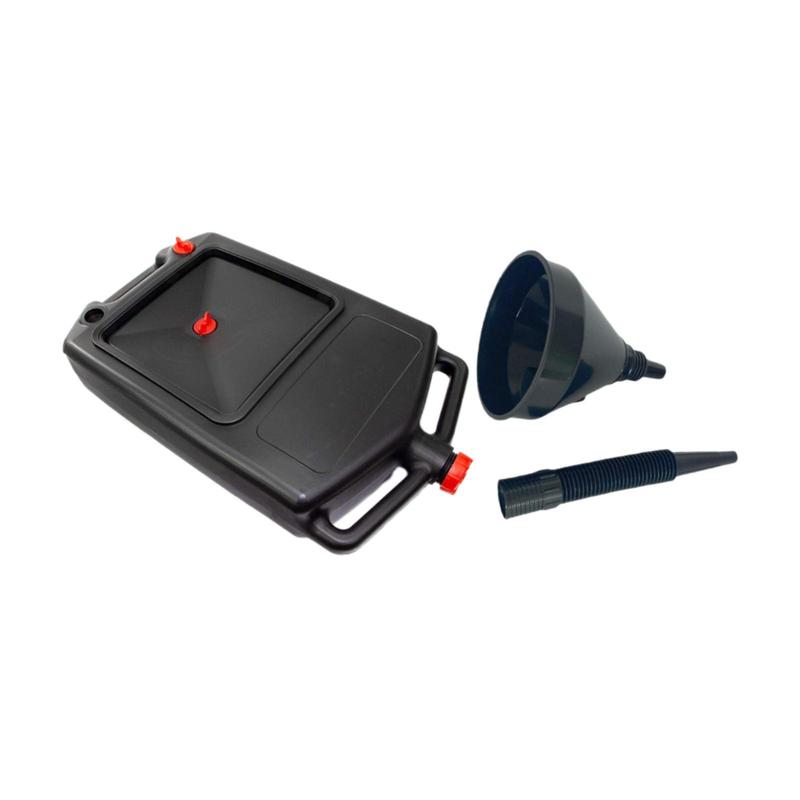 Oil Drain Can 8L PP Durable Oil Collection Pan Slotted Drainage Tray with Funnel for Bike and Car Workshop