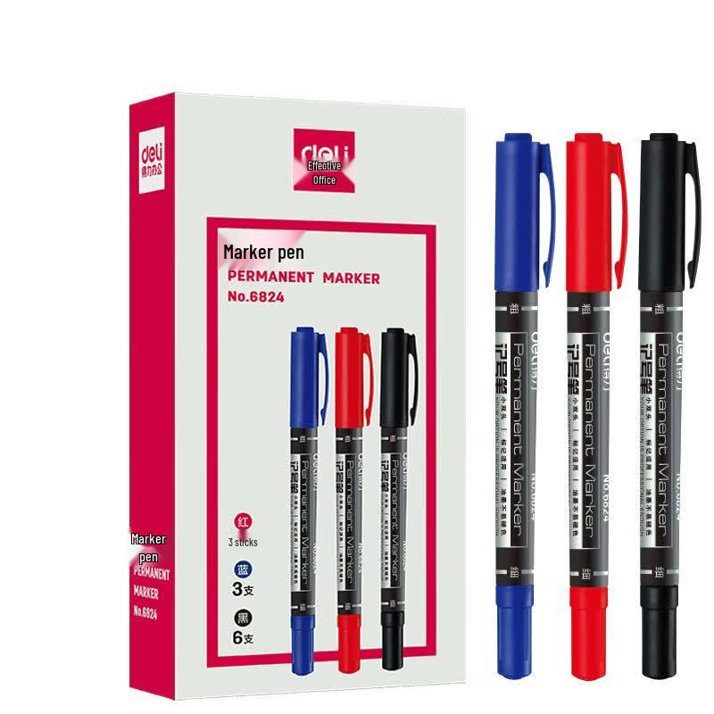 Deli 6824 Dual-Tip Permanent Marker Pen Set