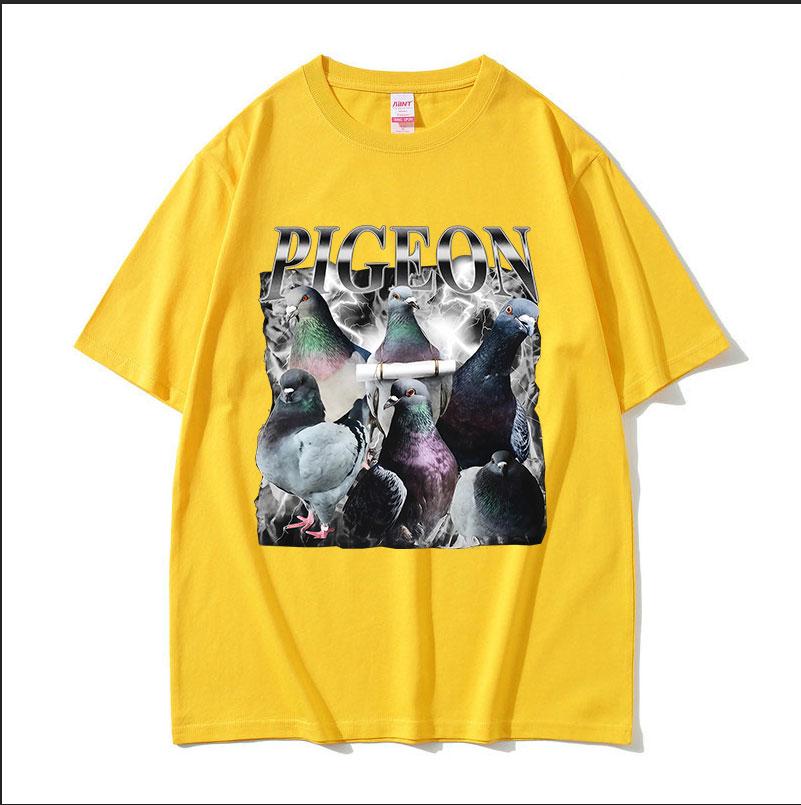 Taube Lustige Grafik T-Shirts Unisex Damen Ästhetisches Vintage Kurzarm-T-Shirt Lässig 100% Baumwolle Übergroßes T-Shirt Streetwear