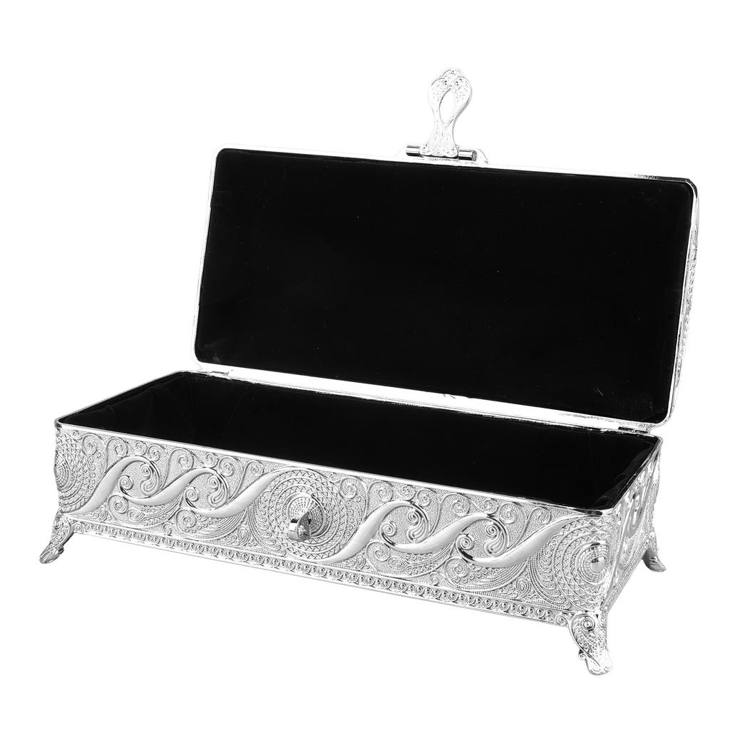 Vintage Jewelry Box Elegant Colorfast Alloy Rustproof Soft Lining Trinket Storage Box for Family Decor