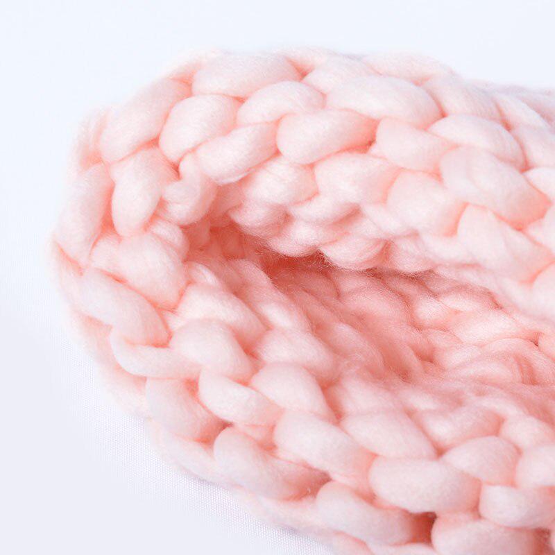 Damemote Vinter Ull Lue Cap Håndlaget Tykke Grove Linjer Strikket Beanie Caps