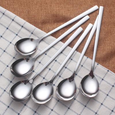 Löffel, 8 Stück, Edelstahl, koreanische Löffel, Suppenlöffel, langer Griff, Esslöffel, Reislöffel, Tafellöffel für die Küche zu Hause oder im Restaurant, 8 Stück