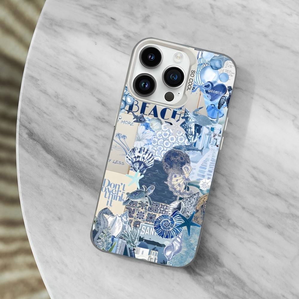 Sea Ocean Shark Art Phone Case For iPhone 13,15,14,16,12,11,Mini,MAXXS,Pro,SE, White Matte Shockproof Cover