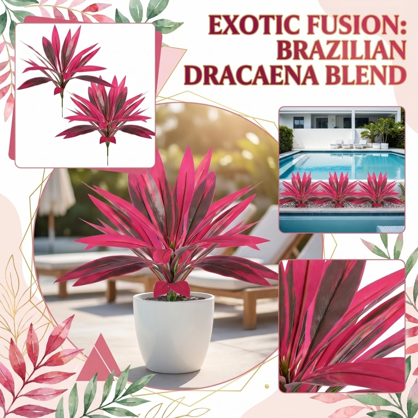 

Artificial Dracaena and Brazilwood Mixed Faux Plant Set of 2 Realistic Decorative Botanical Arrangement for Home Office One Size белый
