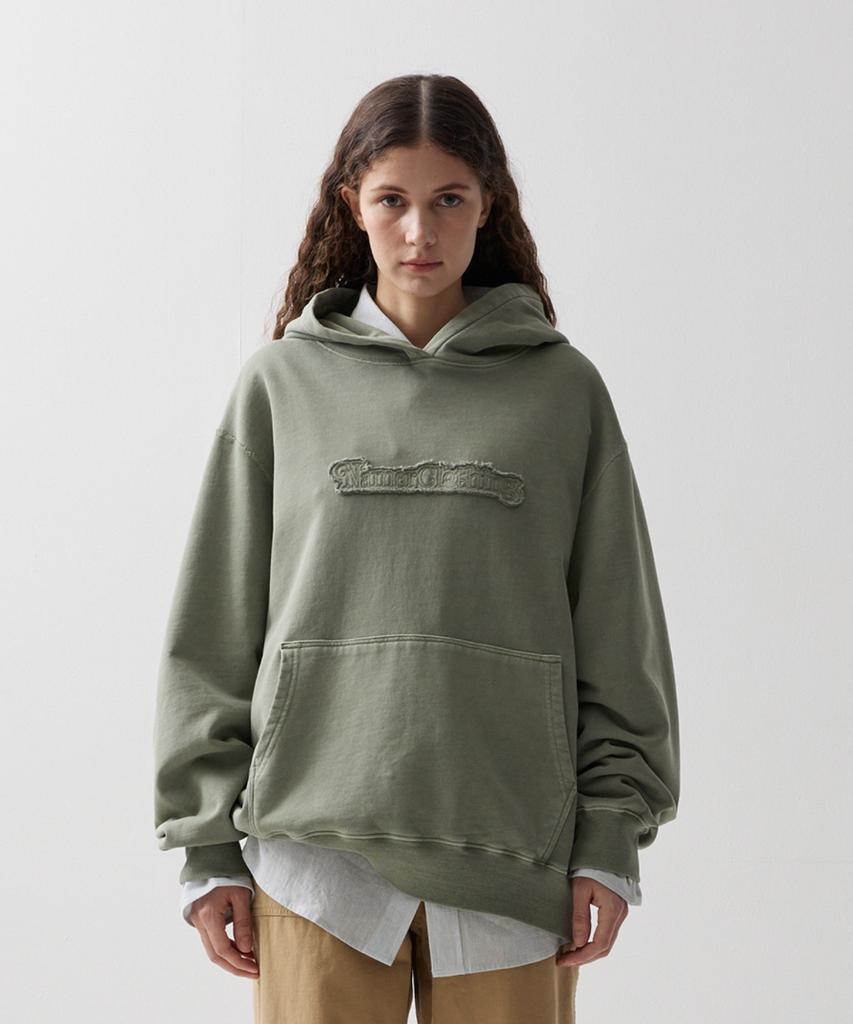 Dyed Basic Logo Hoddie Sage Green