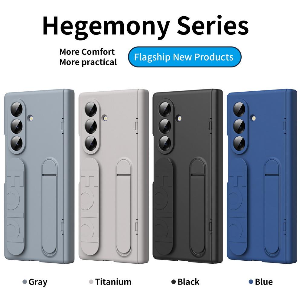 Silicone Wrist Strap Foldable Bracket Tempered Glass Case For Samsung Z Fold 7 6 Fold7 Galaxy Z Fold 5 4 3 Camera Protect Cover