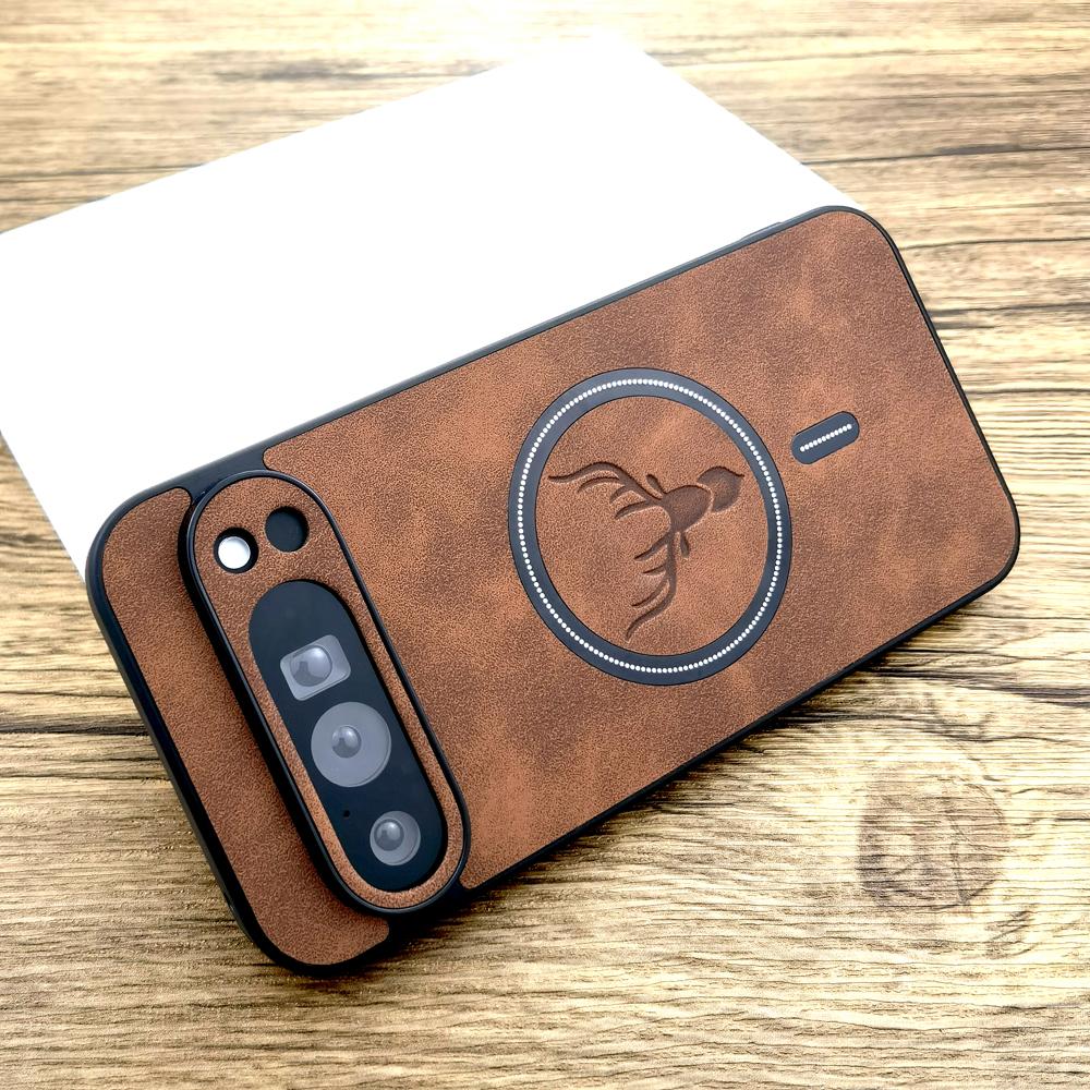 Luxuriöse Hülle aus Kunstleder für Google Pixel 10 9 8 7 Pro XL A 9A 8A 7A 10Pro 9Pro 8Pro 7Pro ProXL Magsafe Wireless Charge Cover