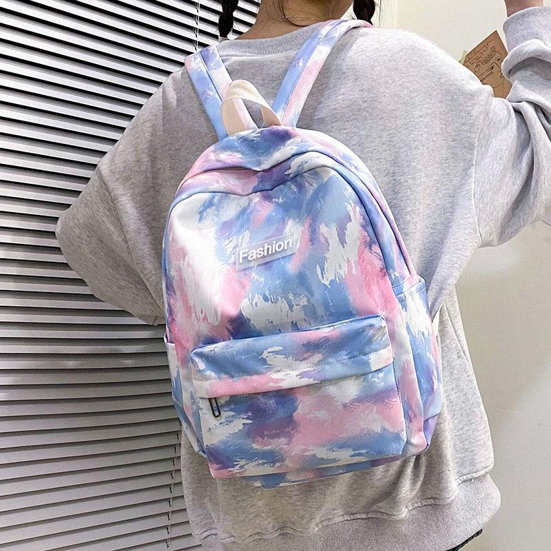 

Yogodlns Мода Красочный Узор Школьная Сумка Через Плечо Для Девочек-Подростков Повседневная Нейлоновая Молния Сумка Сумка Путешествия Женщины Большой Емкости