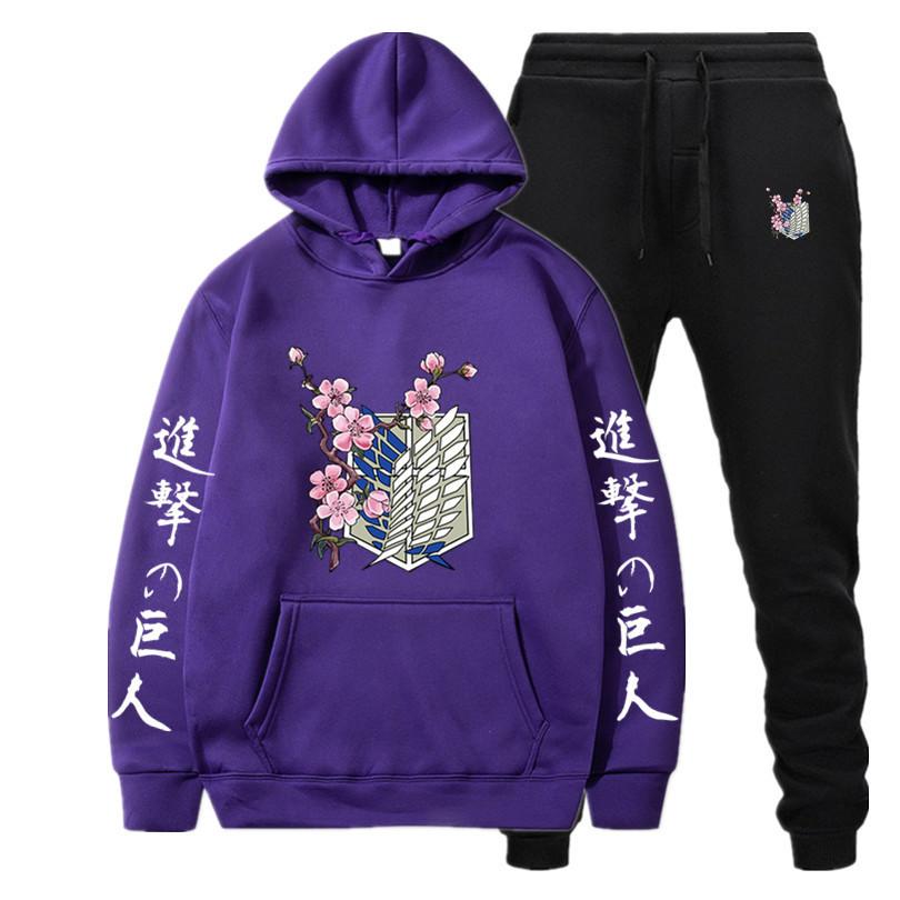 Brand Hoodies Pants Suit Japanese Anime Attack On Titan Sportswear Men Women Streetwear Sweatshirt Tracksuit Casual Sportsuits