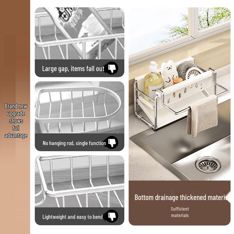 Multi-Functional Sink Sponge Holder Dish Rack - Hanging Kitchen Basket for Dishwashing Sponge and Rag Storage