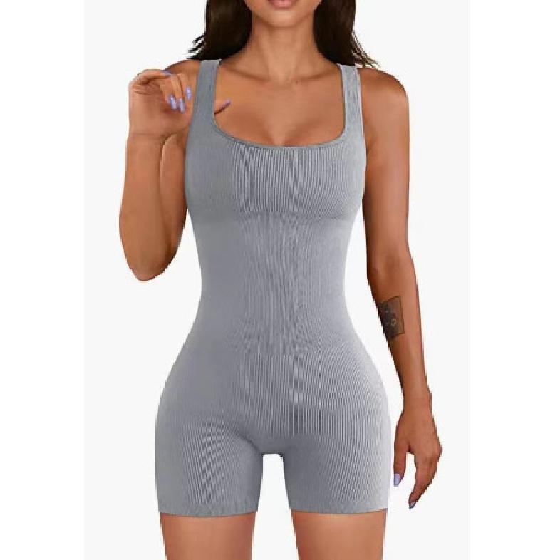 Dámský nový overal, sexy slim fit, bez rukávů, přiléhavý, výbušný styl, stahování pasu a zvedání boků, overal, kraťasy