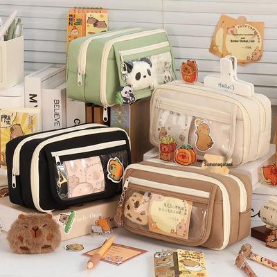 Capybara Transparent Large Capacity Stain-Resistant Pencil Case for Middle & High School Students