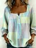 New Xiyin Summer T-Shirt Women's Printed Square Neck Button Bubble Sleeve Women's Top Women's