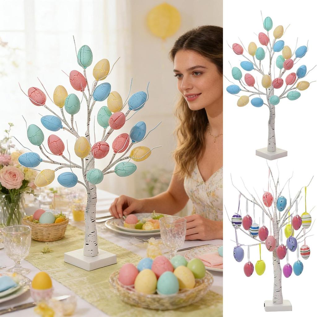 Ostereierbaum LED Biegsame Äste Mittelstück 23,6 Zoll Batterie- und USB-betrieben Ostereier Tischmittelstück für Kinderzimmer