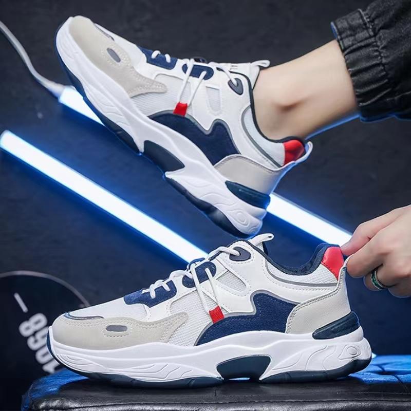 Pánské ležérní boty tenisky módní síťované šněrovací platformové běžecké boty studentské prodyšné univerzální měkká podrážka sportovní boty