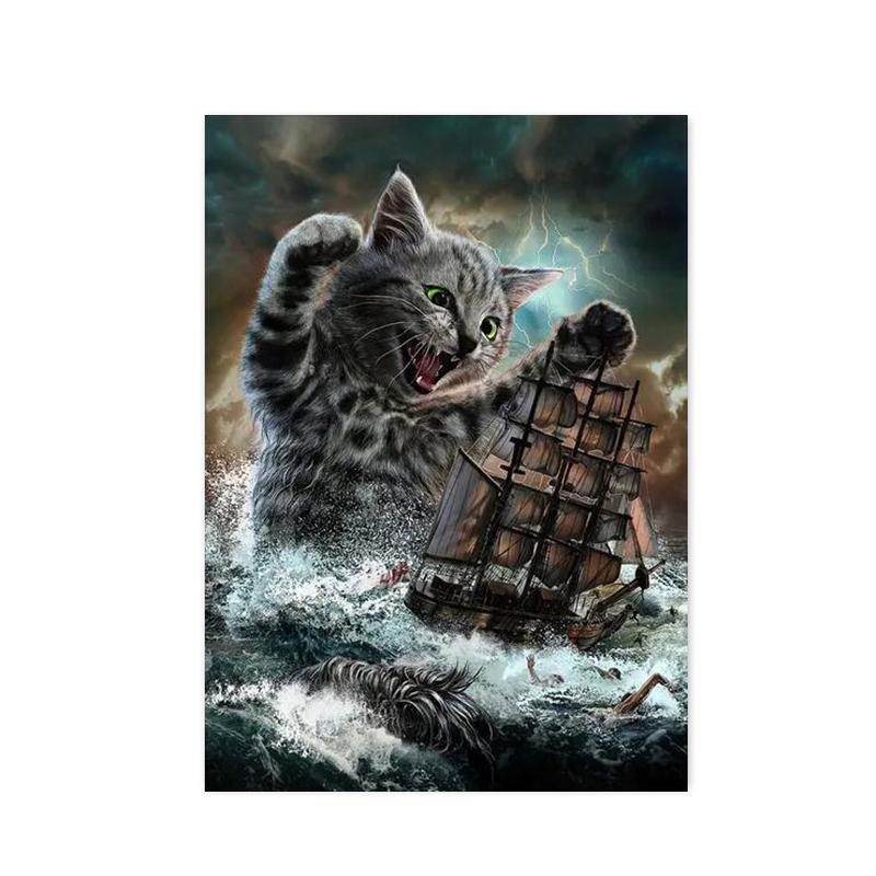 

Абстрактное искусство Милые постеры и принты с котом из Мьянмы Картины на холсте Настенные картины для спальни Гостиная Украшения дома 50x70cm No Framed