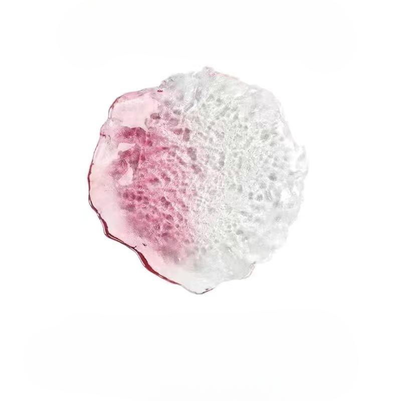 Transparent Pink Ice Cream Glass Plate Home Creative Dim Sum Fruit Plate Salad Dinner Plate Home Dessert Plate Decorative Plate