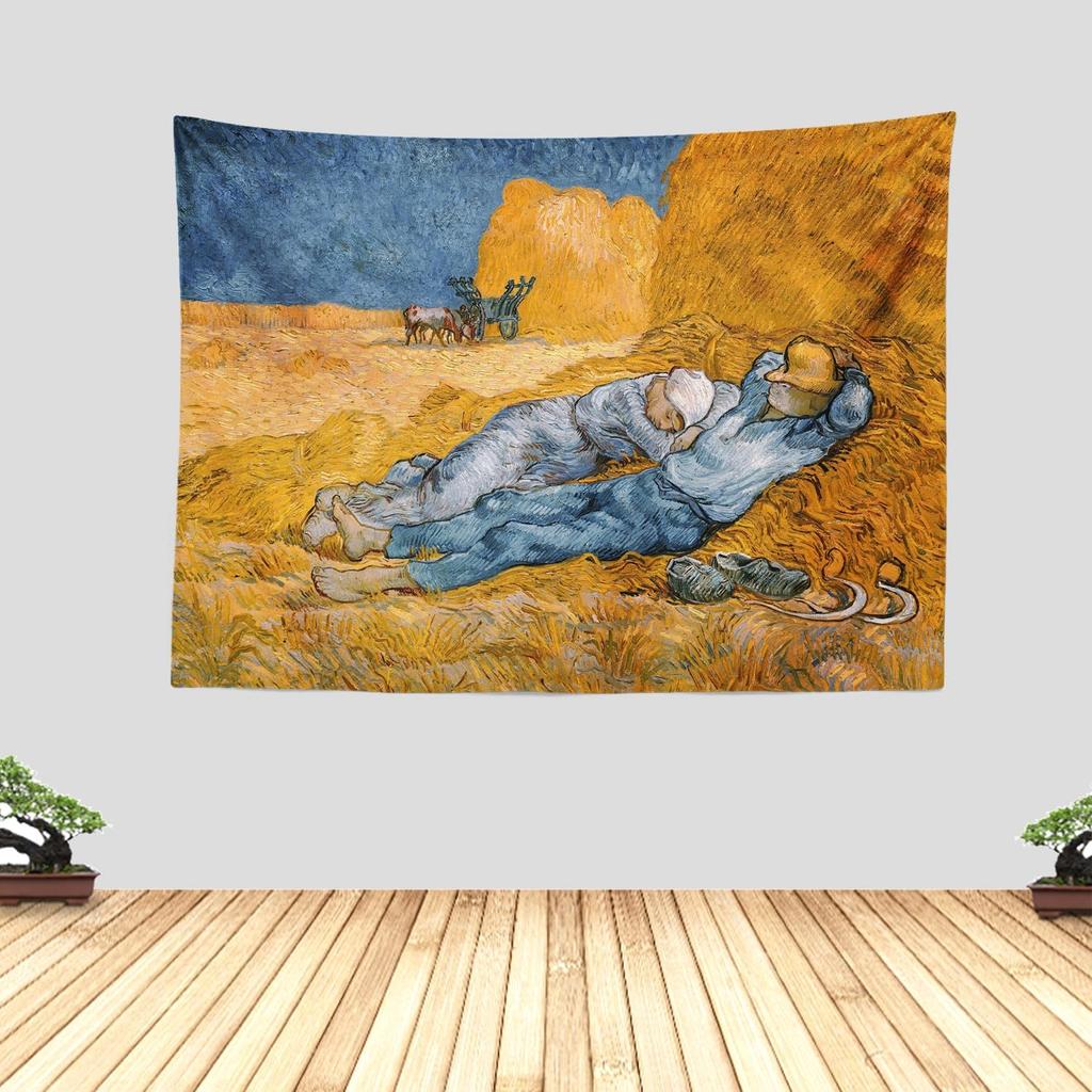 Bohemian Spring Landscape Tapestry Wall Hanging Art Print Rustic Floral Botanical Impressionist Home Decor for Living Room Bedro