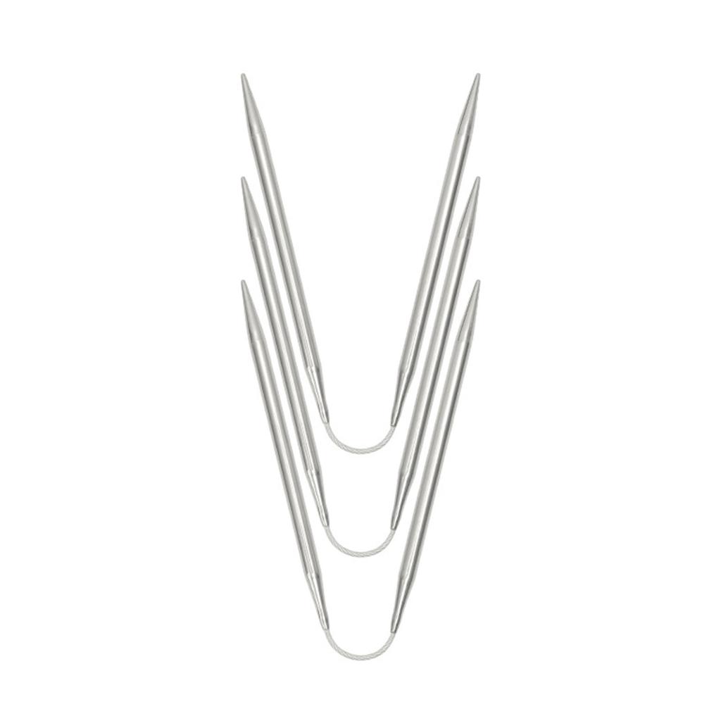 3Pieces Stainless Steel Circular Knitting Needle Set for Beginners Round Metal Weaving Knitting Needle with Wire