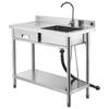 Stainless Steel Utility Sink, Free Standing Single Bowl Commercial Kitchen Sink with Drawer, Faucet and Hot & Cold Water Pipe, Utility Basin for