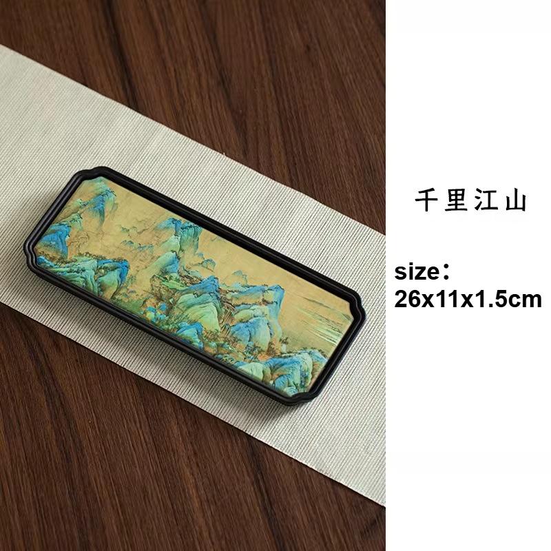 

26*11*1.5cm Small Rectangular Dry Foam Tray Household Tea Tray Chinese Style Patterned Tea Tray Tea Ceremony Accessories Teaware 26x11x1.5cm