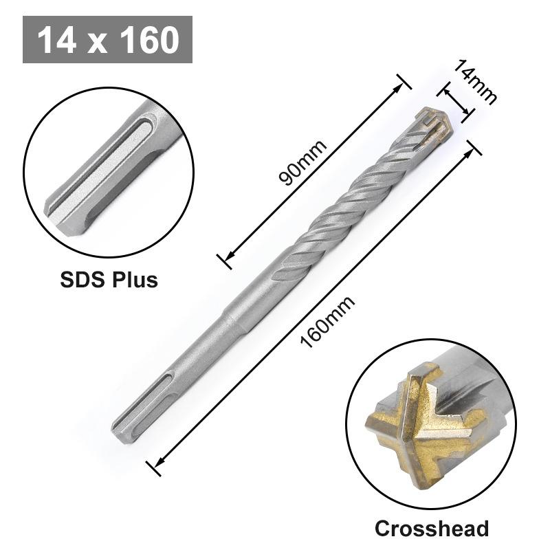 Cross Bit Four-Blade Electric Hammer Bit Carbide Impact Drill Concrete Reinforcement Square Shank Round Shank Five-Pit Shank
