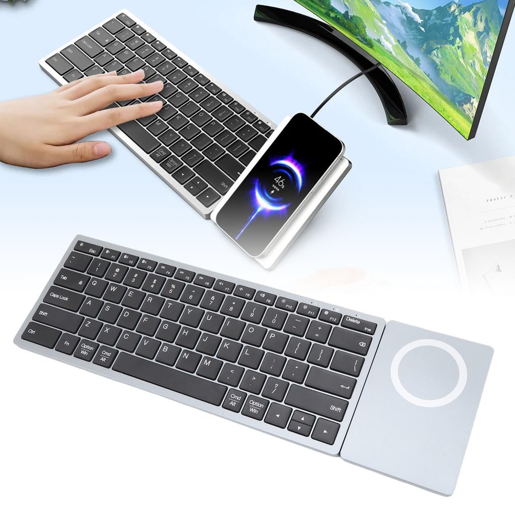 Multi Functional Wireless Keyboard, 5.0 and 2.4G Dual Mode, Magnetic Mobile Phone , 10m Stable , 360 degrees Stand fo