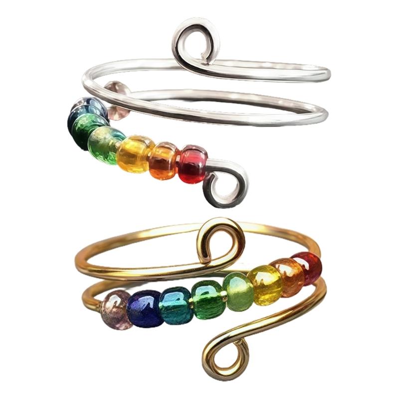 Elegant Beaded Finger Rings Party Accessories Weddings Rings Copper Texture Suitable for Matching Casual Outfits