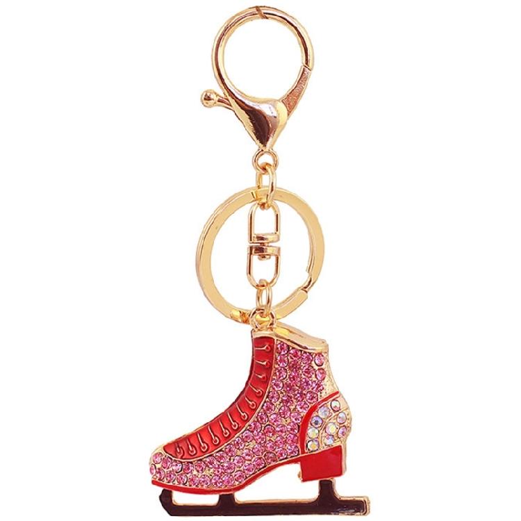 Sportlicher Stil Strass Schlüsselanhänger Premium Legierung Schlüsselring Dekorativer Eiskunstlauf Anhänger Sicherer Verschluss Für Sportfan