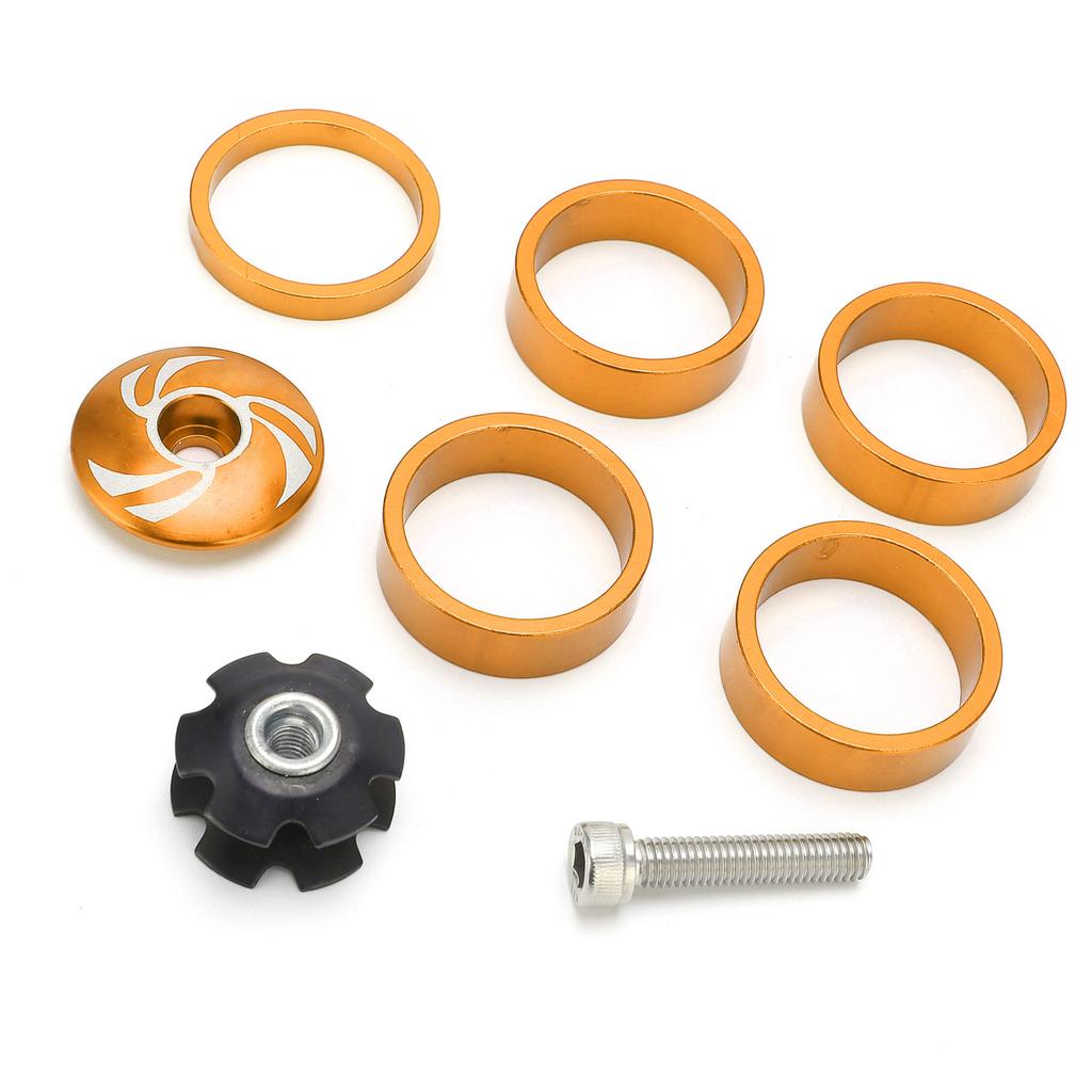 Bike Headset Front Fork Top Cap and Star Nut with Aluminum Screw Set for Fixed Cog 5410T SetGold
