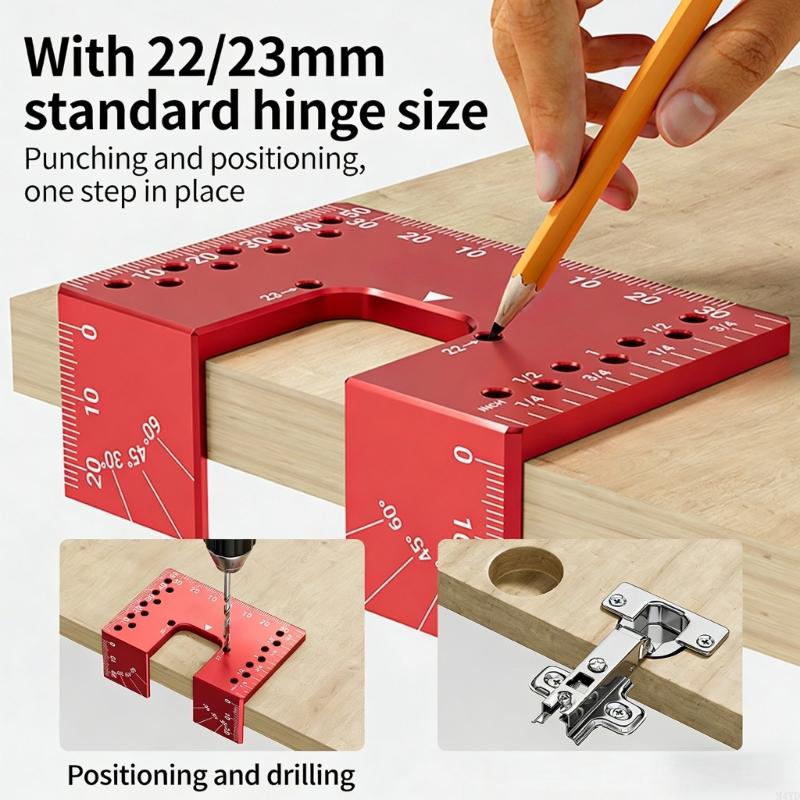 Hinge Quick Installation Fixing Plate Gaps Alignment Tool Cabinet Hole Drilling Locator Jig For Precise Door Alignment M4YD
