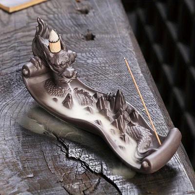 1pc, Purple Clay Handicrafts Dragon Home Ornaments Backflow Incense Burner Incense Stick Holder (Without Incense)