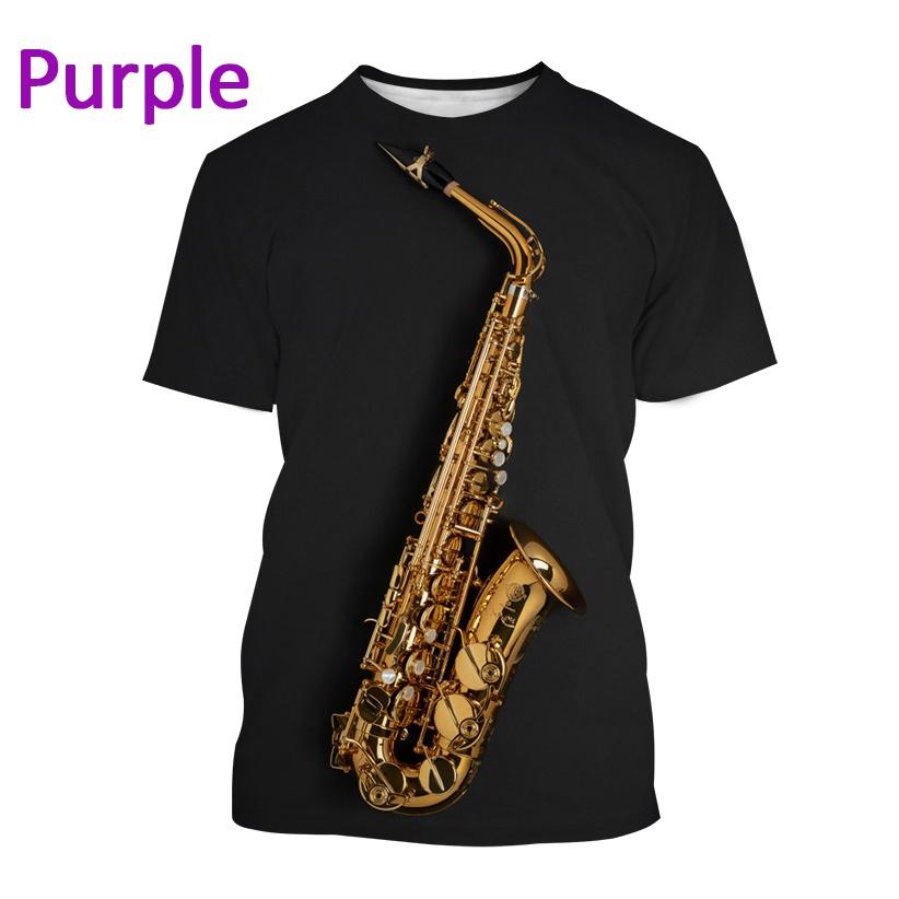 Men's Music Art Short-sleeved T Shirt 3D Printed New Jazz Musical Instrument Saxophone T Shirt Harajuku Style Streetwear Top