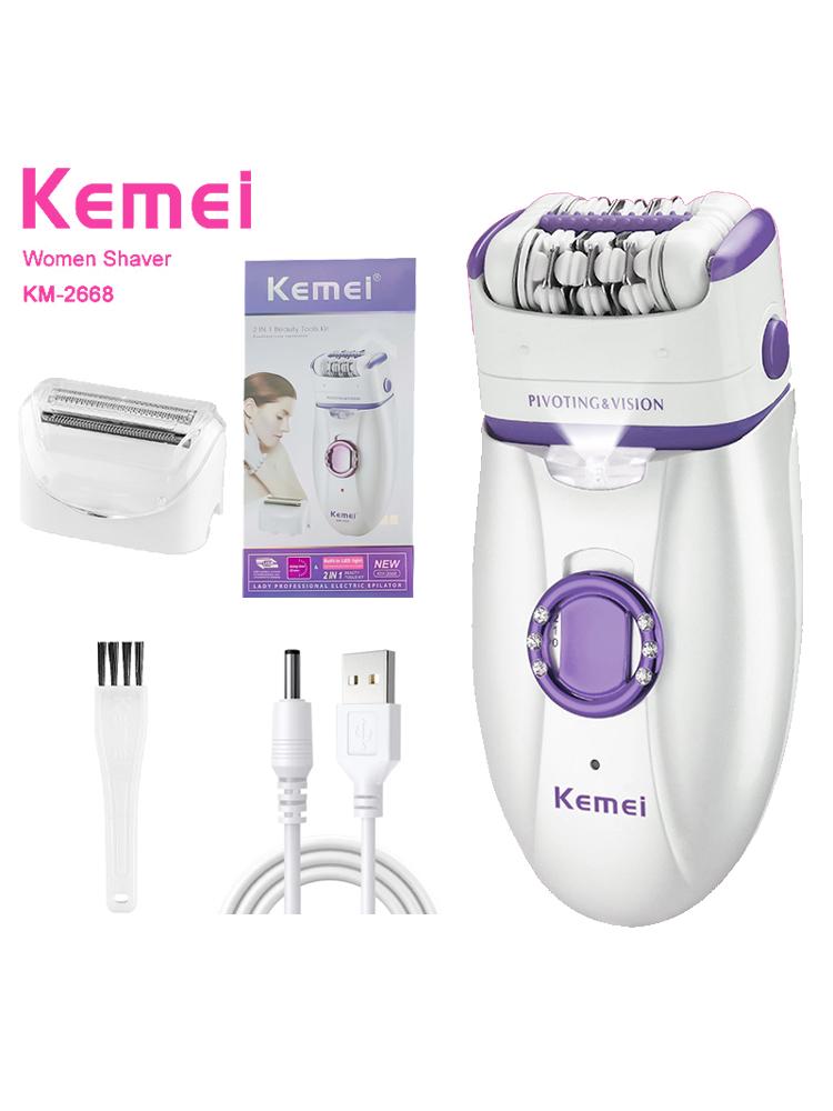 Kemei KM-2668 2-in-1 Women's Shaver Body Shaver for Full Body Shaving Women Hair Remover Electric Body Depilation Machine