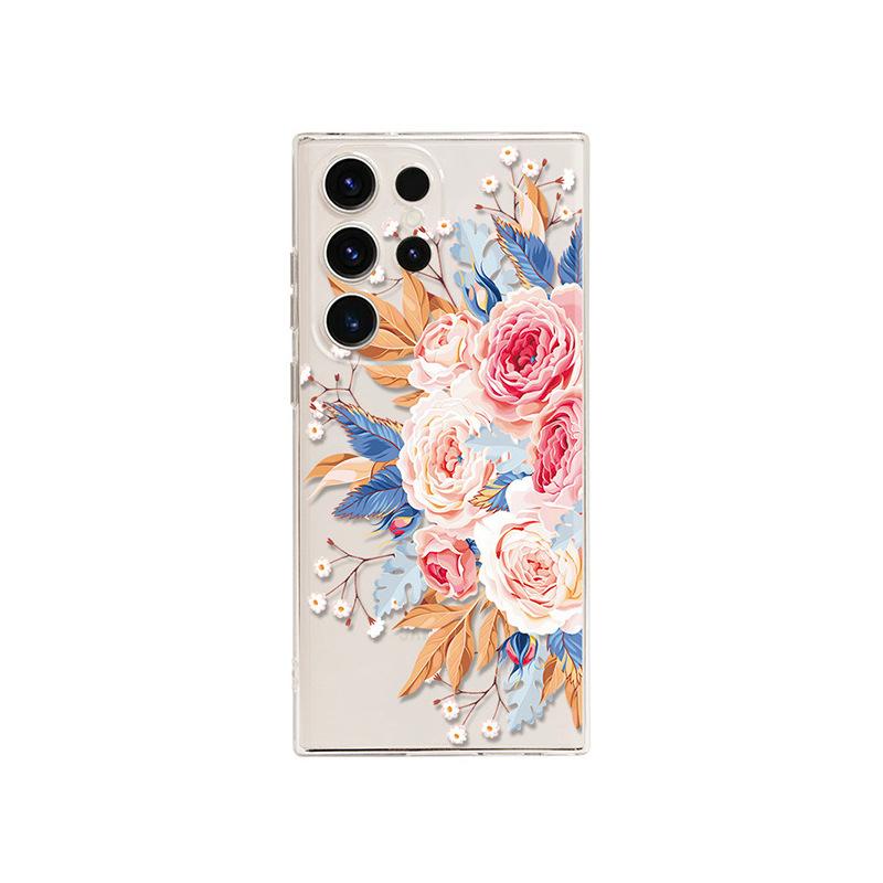 Applicable To Samsung S25ultra Apple Iphone17 Ins Small Fresh Floral Mobile Phone Case Painted Protective Case