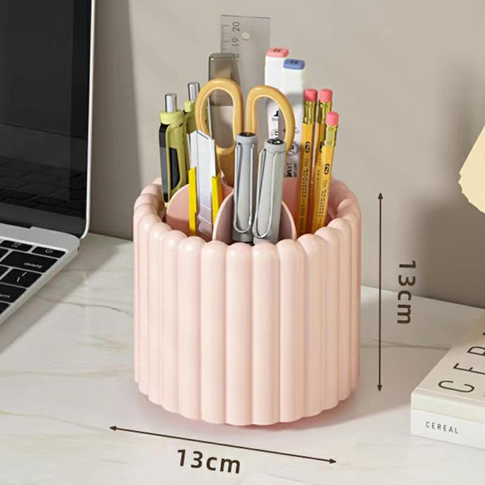 Rotating Makeup Brush Holder Organizer for Vanity Table 7 Compartments Cosmetic Storage Container, without Lid