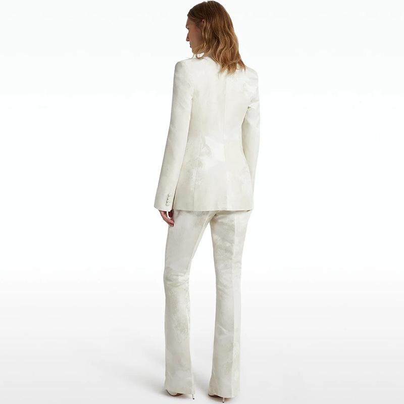 In Stock: 2025 European & American Celebrity Fashion Elegant Jacquard Double-Breasted Suit Jacket Set