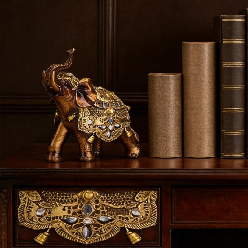 Lucky Elephant Statue Sculptures Decorative Animal Figurines Table Ornament Symbols Wealth Career Home Decorations